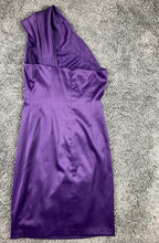 Eliza J Purple Satin One Shoulder Jeweled Brooch Cocktail Dress Lined Size 8