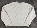Abercrombie & Fitch Wool Blend Crewneck Sweater Cream Ivory Small Soft Fuzzy S