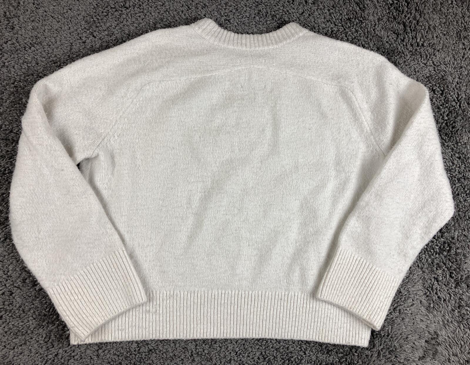 Abercrombie & Fitch Wool Blend Crewneck Sweater Cream Ivory Small Soft Fuzzy S