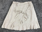 Lino Made In Italy 100% Linen Ruffle Wrap Skirt Beige Neutral Cottage Size L XL