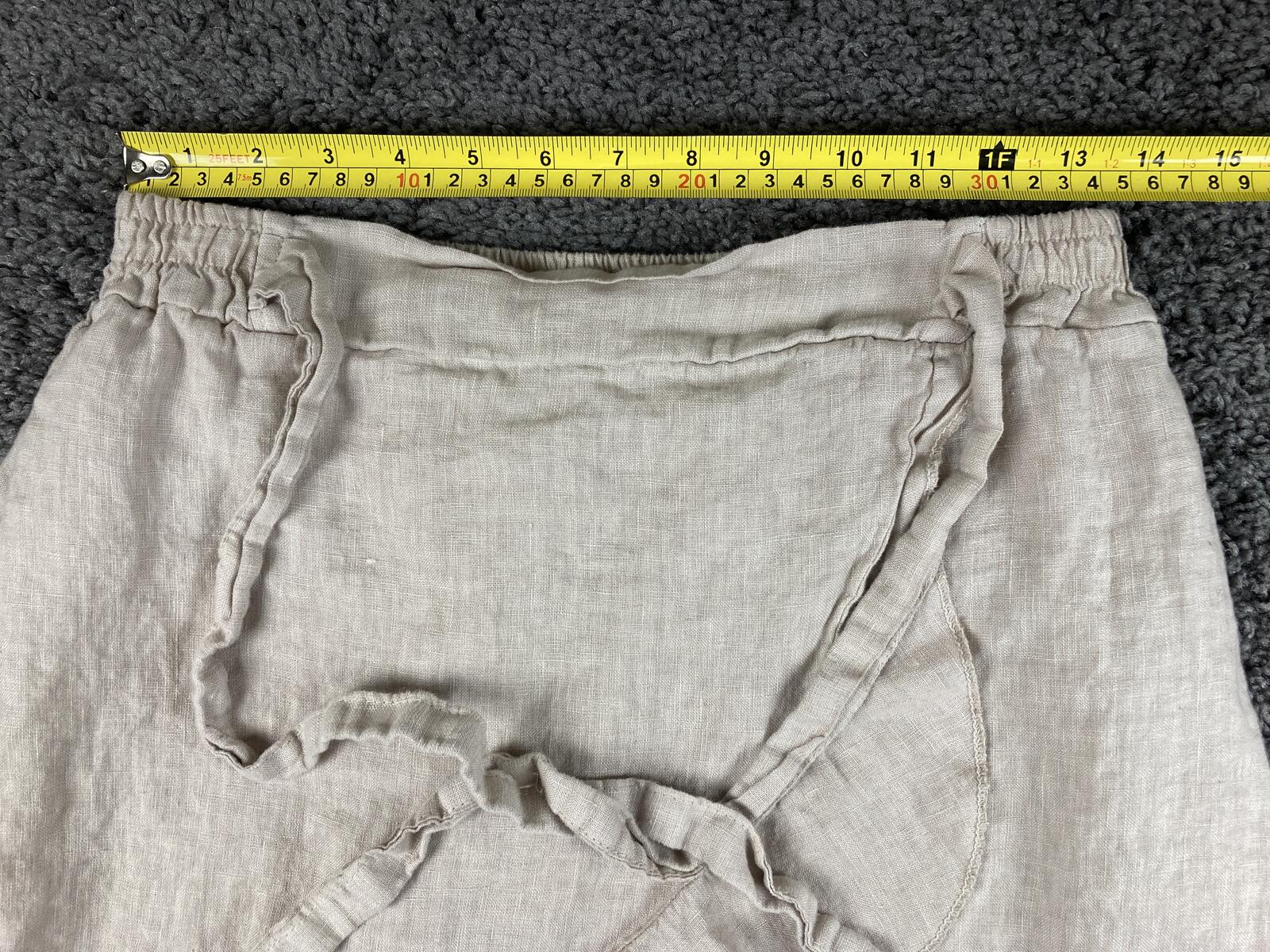 Lino Made In Italy 100% Linen Ruffle Wrap Skirt Beige Neutral Cottage Size L XL