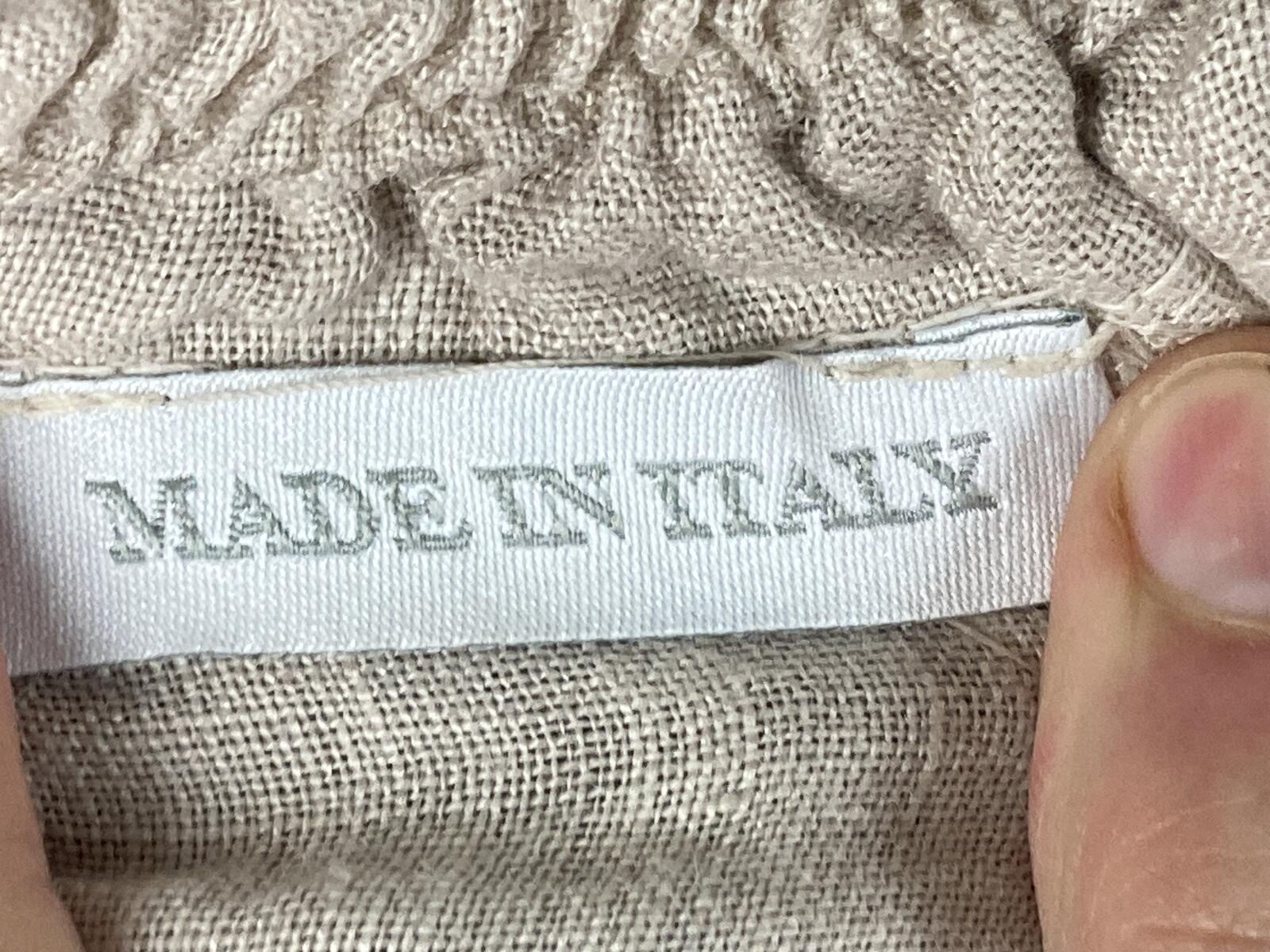 Lino Made In Italy 100% Linen Ruffle Wrap Skirt Beige Neutral Cottage Size L XL