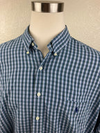 Ralph Lauren Big Shirt Sz XXL Green Blue Plaid Long Sleeve 100% Cotton