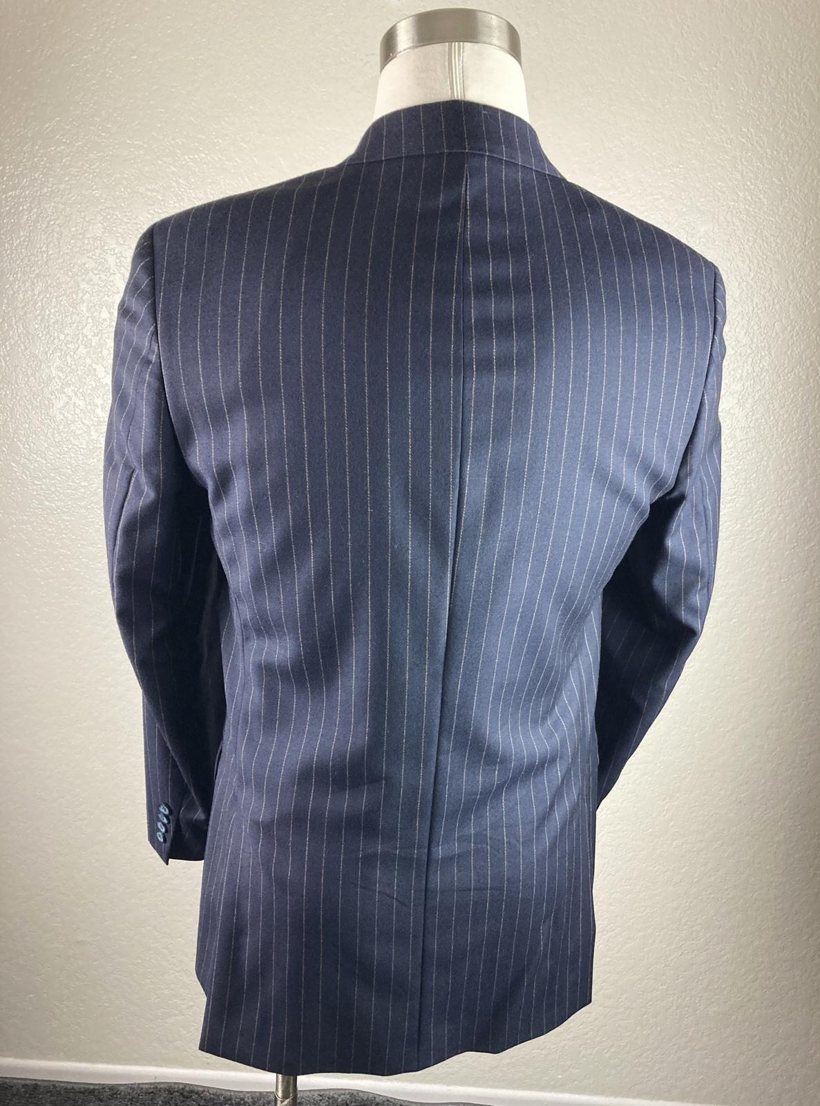 Emanuel Ungaro Striped Navy Blue Jacket 100% Wool Size 38R/32W