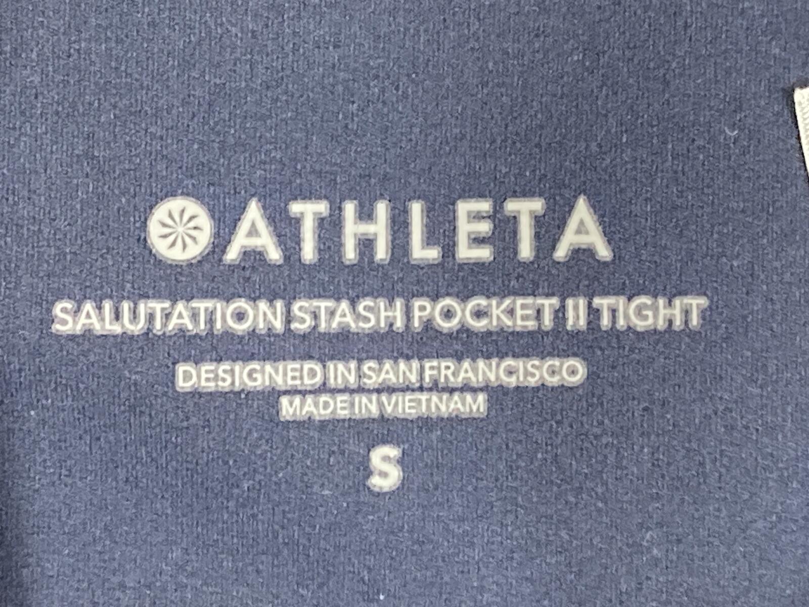 Athleta Salutation Stash Pocket II Tight Leggings Navy Blue Powervita Sz Small