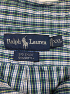 Ralph Lauren Big Shirt Sz XXL Green Blue Plaid Long Sleeve 100% Cotton