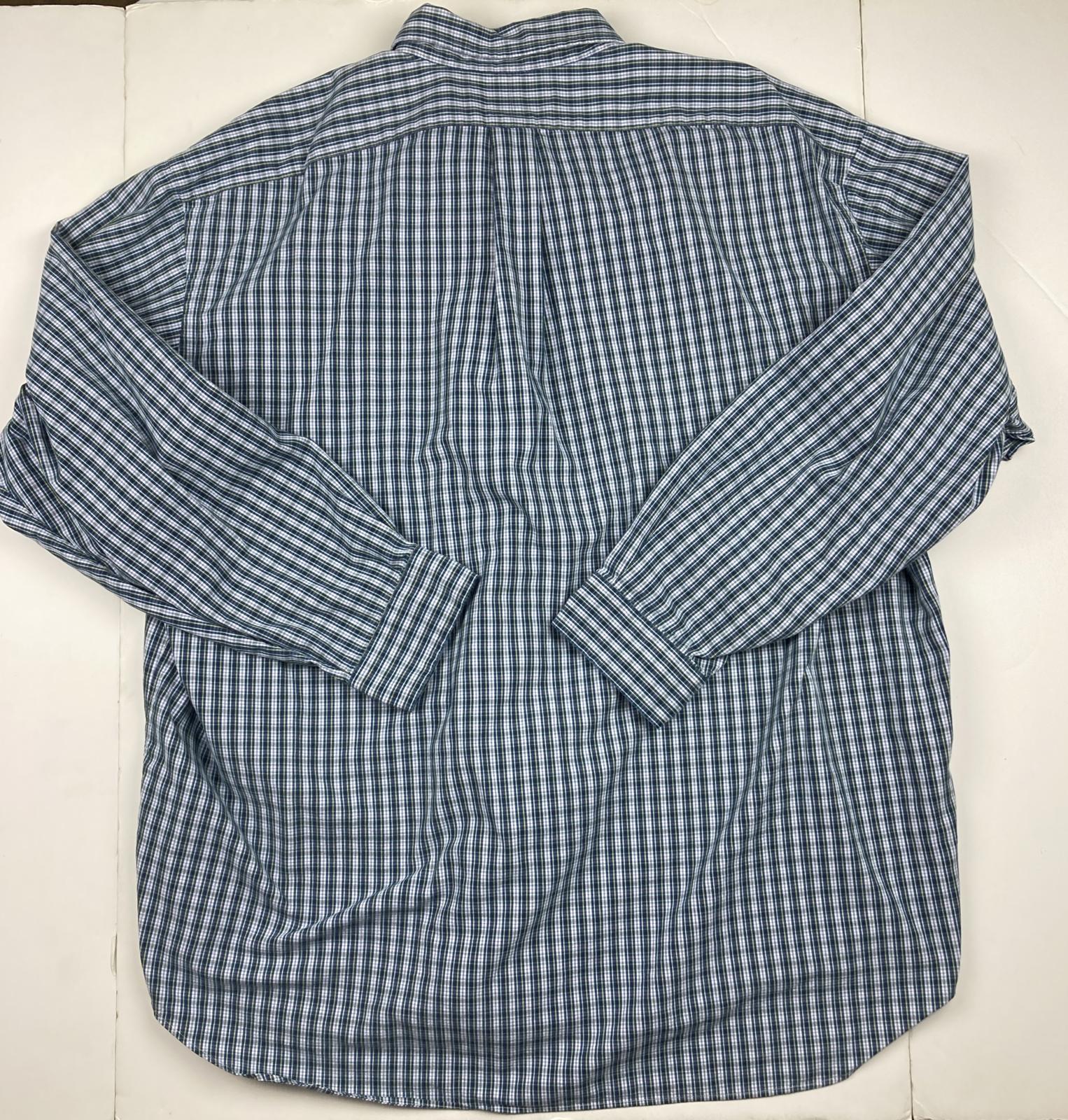 Ralph Lauren Big Shirt Sz XXL Green Blue Plaid Long Sleeve 100% Cotton