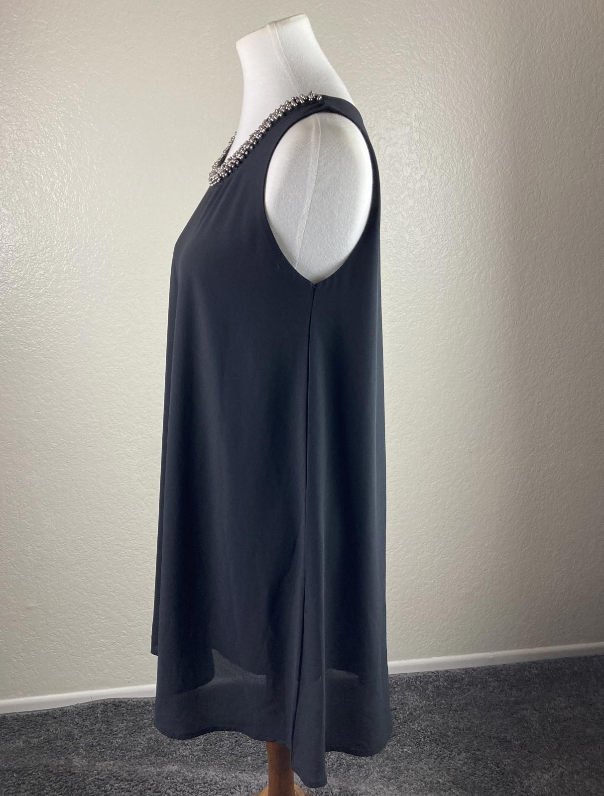 Zara Black Beaded Neckline Sleeveless Shift Dress Lined Cocktail Party Sz S