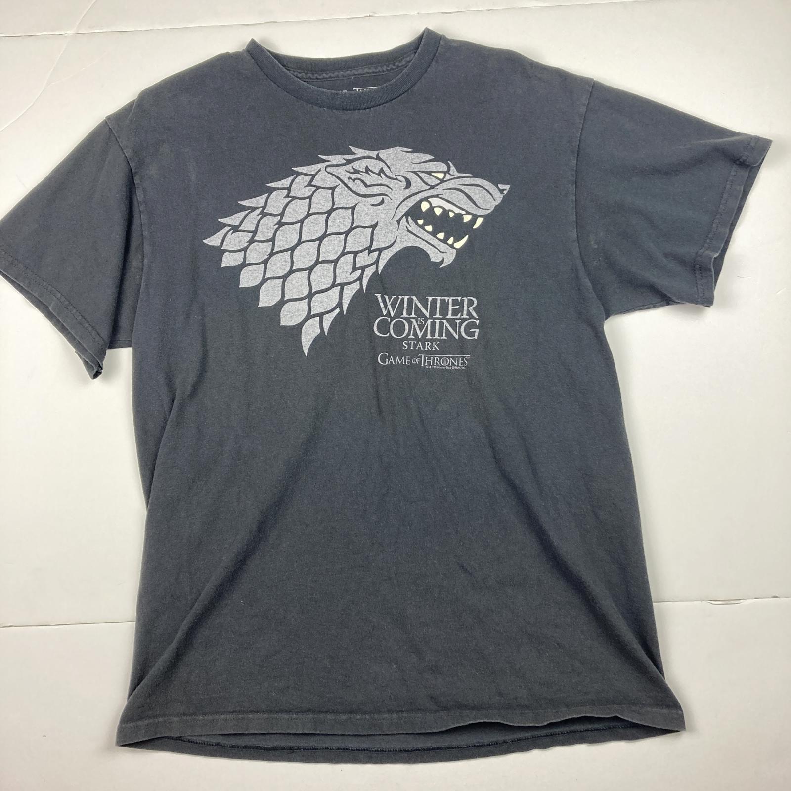 Game of Thrones “Winter Is Coming” Stark Direwolf Shirt Men’s Size Large Black