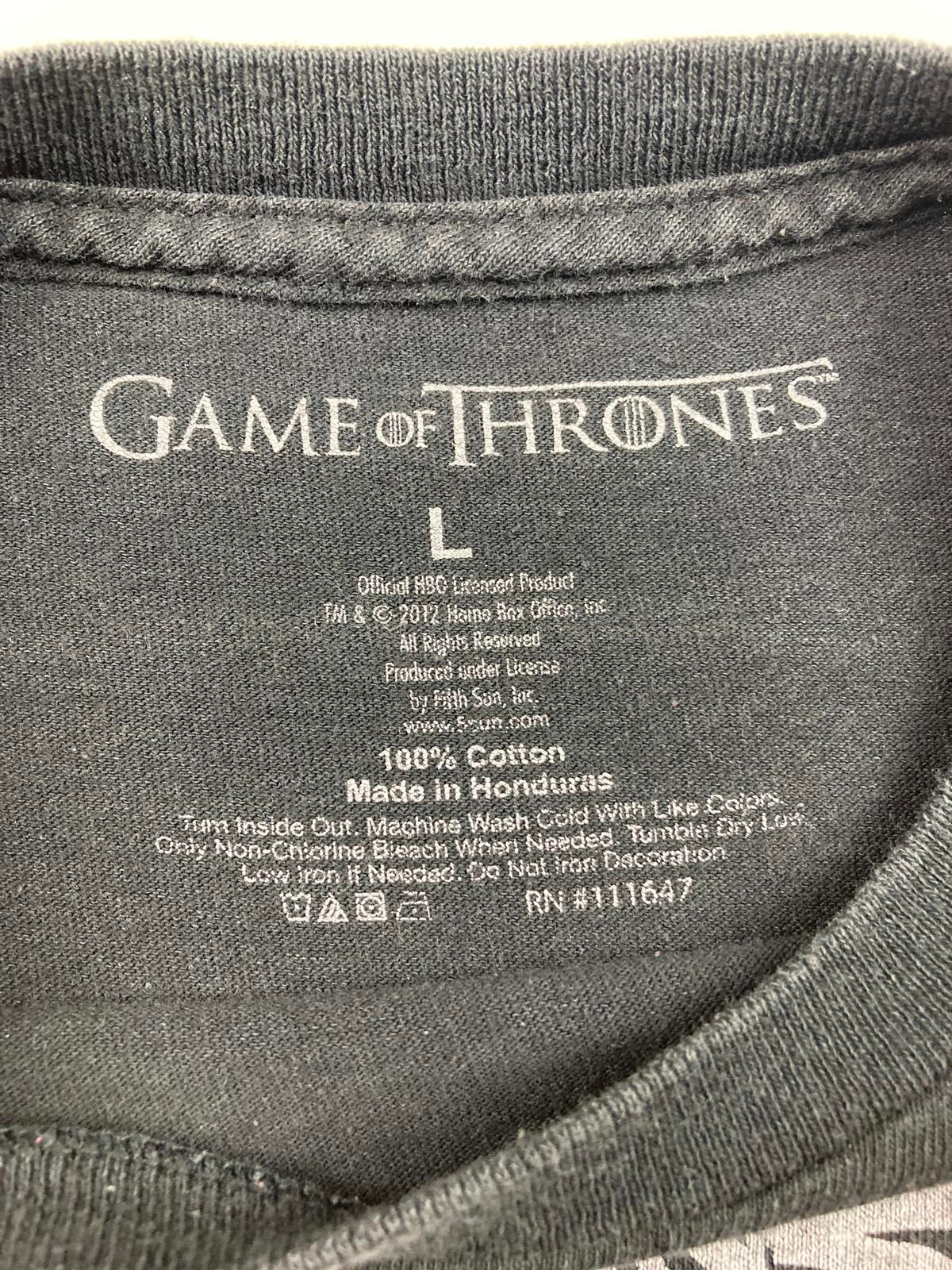 Game of Thrones “Winter Is Coming” Stark Direwolf Shirt Men’s Size Large Black