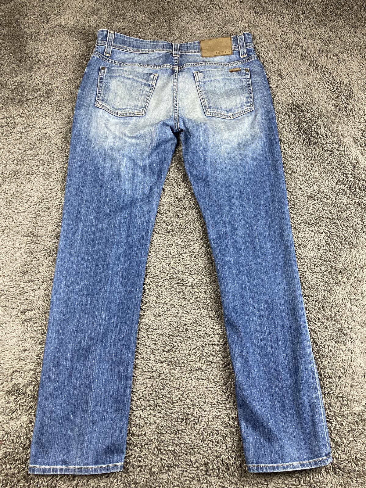 Fidelity Denim Jimmy Slim Straight Jeans Mens 33 Made in USA Blue Stretch