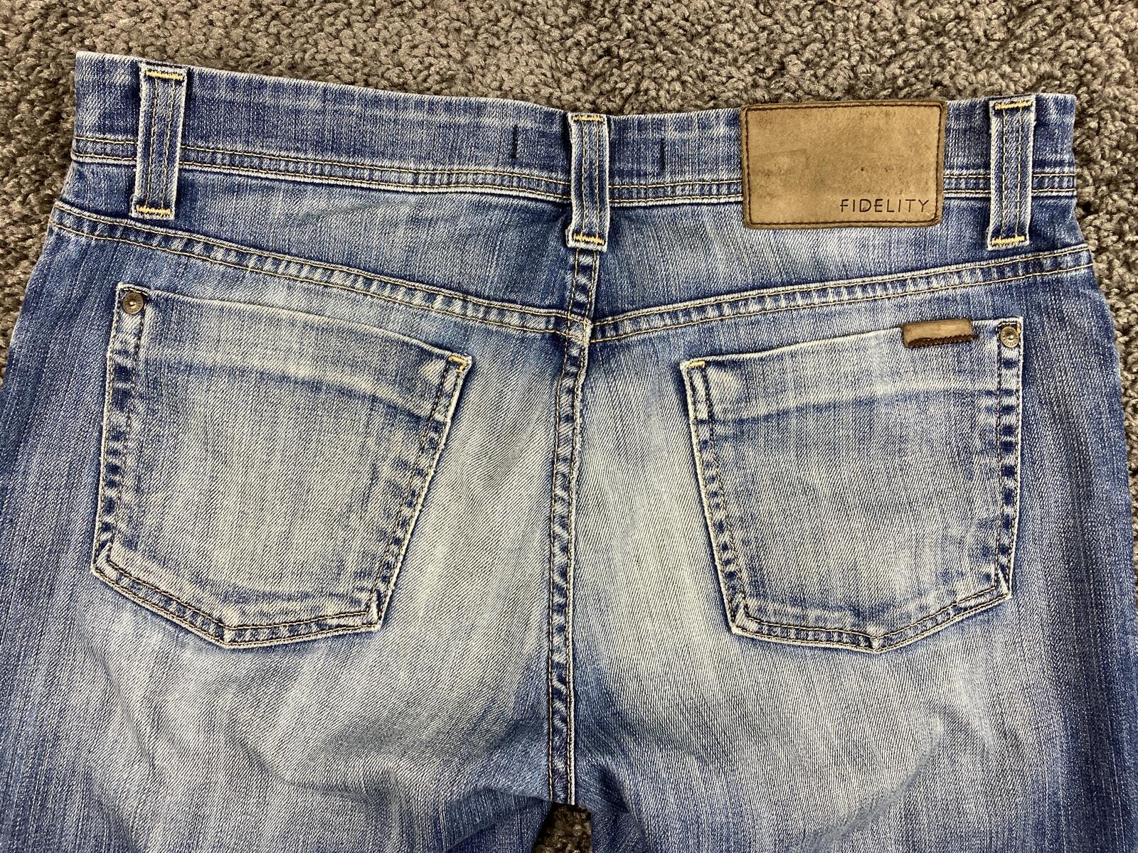 Fidelity Denim Jimmy Slim Straight Jeans Mens 33 Made in USA Blue Stretch