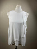 BCBG MaxAzria Top Womens Size Small Julianna White Sleeveless Ruffle Zip Back