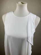 BCBG MaxAzria Top Womens Size Small Julianna White Sleeveless Ruffle Zip Back