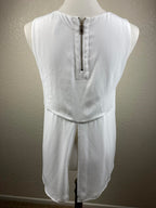 BCBG MaxAzria Top Womens Size Small Julianna White Sleeveless Ruffle Zip Back