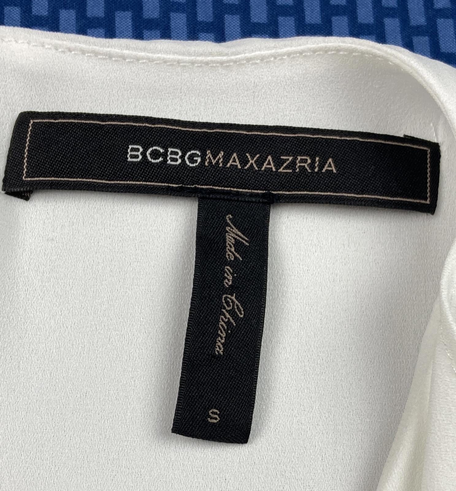 BCBG MaxAzria Top Womens Size Small Julianna White Sleeveless Ruffle Zip Back
