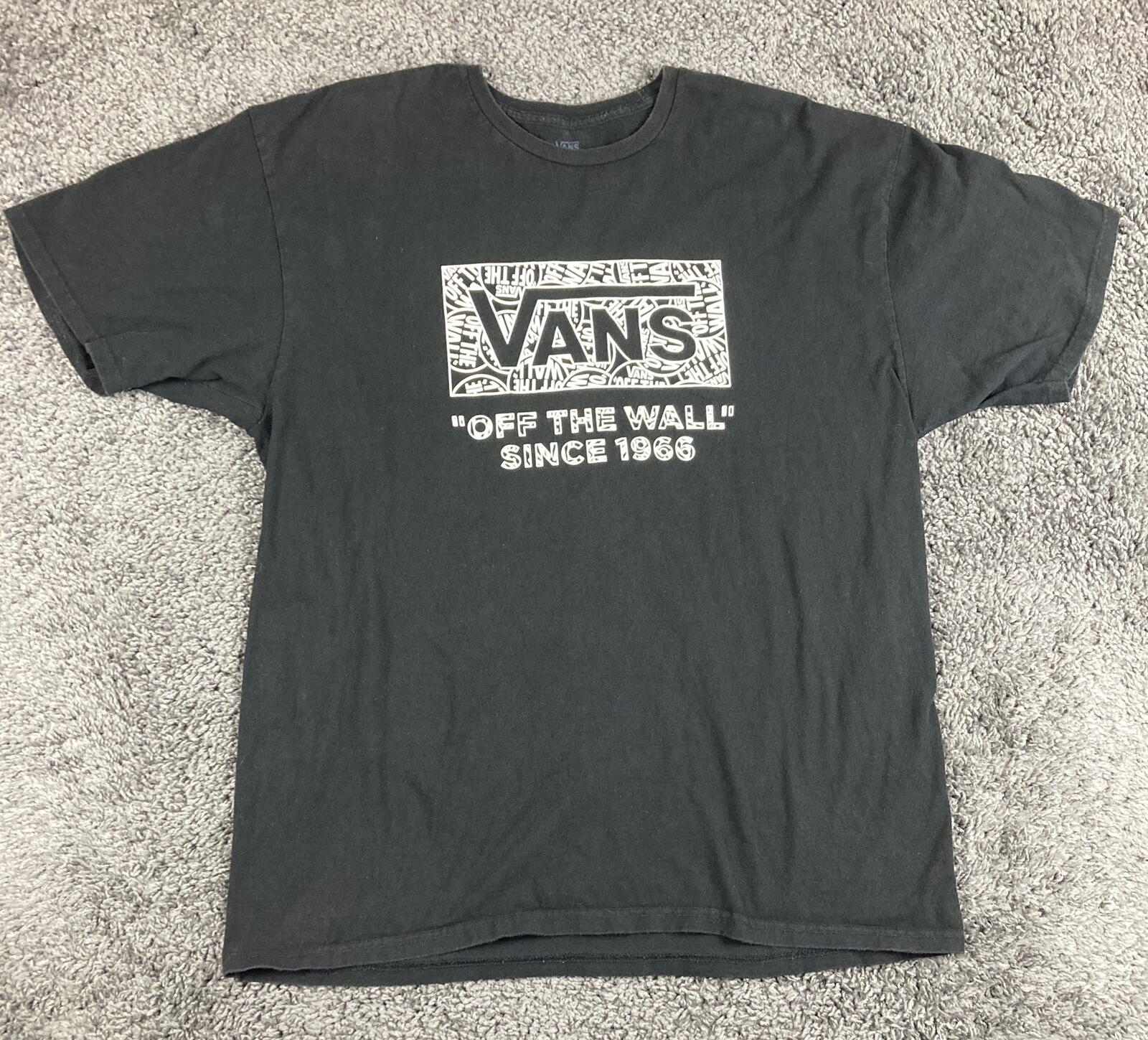 Vans Off The Wall T Shirt Mens Black Graphic Tee Short Sleeve Skate Sz XL