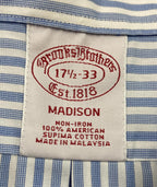 Brooks Brothers Madison Supima Cotton Mens Dress Shirt 17.5-33 Blue White Stripe