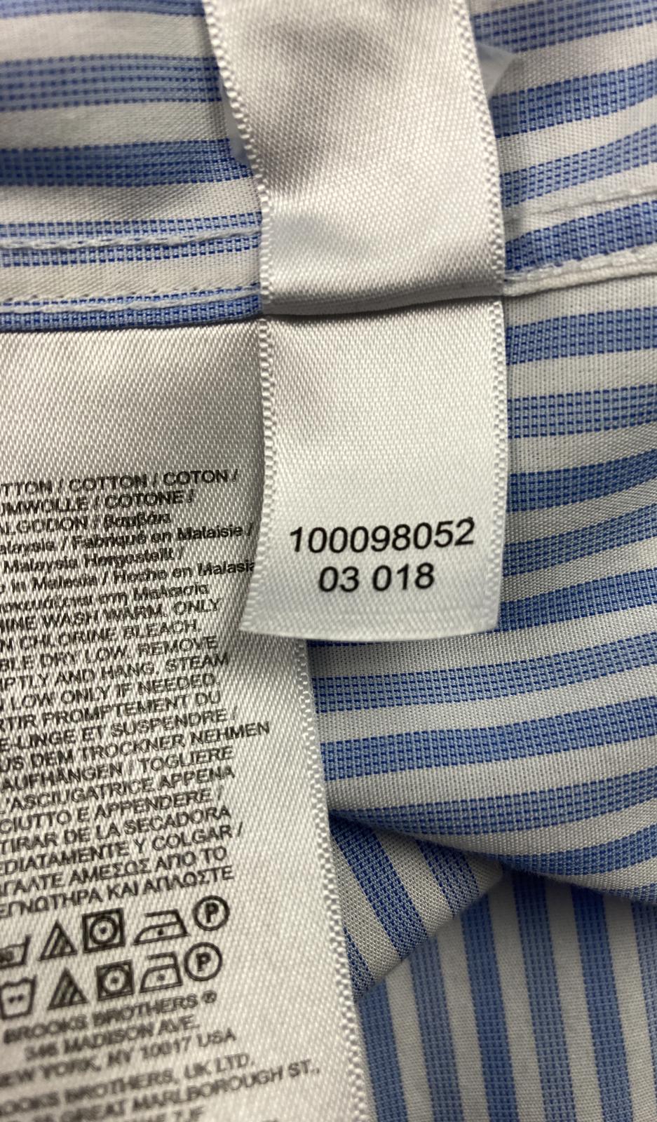 Brooks Brothers Madison Supima Cotton Mens Dress Shirt 17.5-33 Blue White Stripe