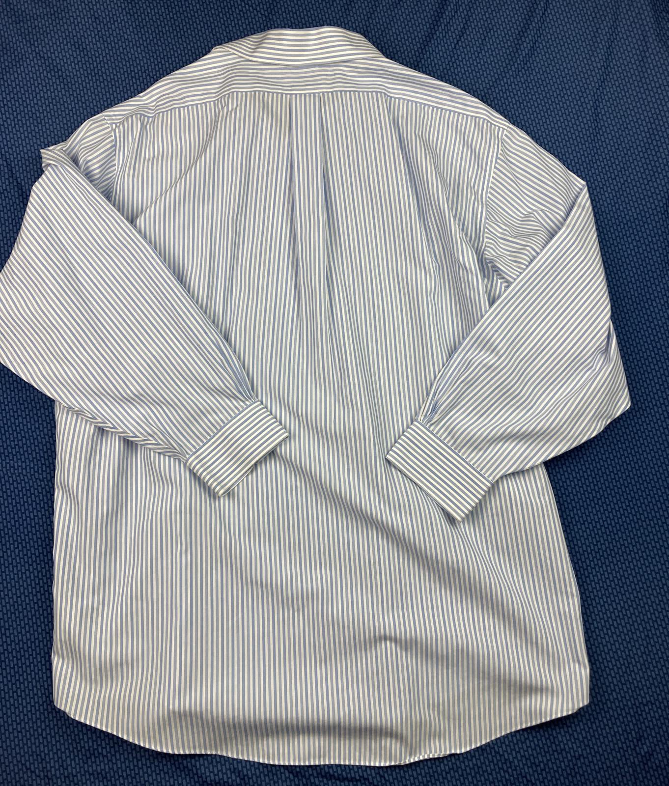 Brooks Brothers Madison Supima Cotton Mens Dress Shirt 17.5-33 Blue White Stripe