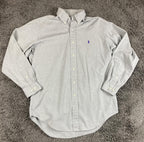 Vintage Polo Ralph Lauren Oxford Shirt Men's Gray Gray Pony Classic Fit Sz 15