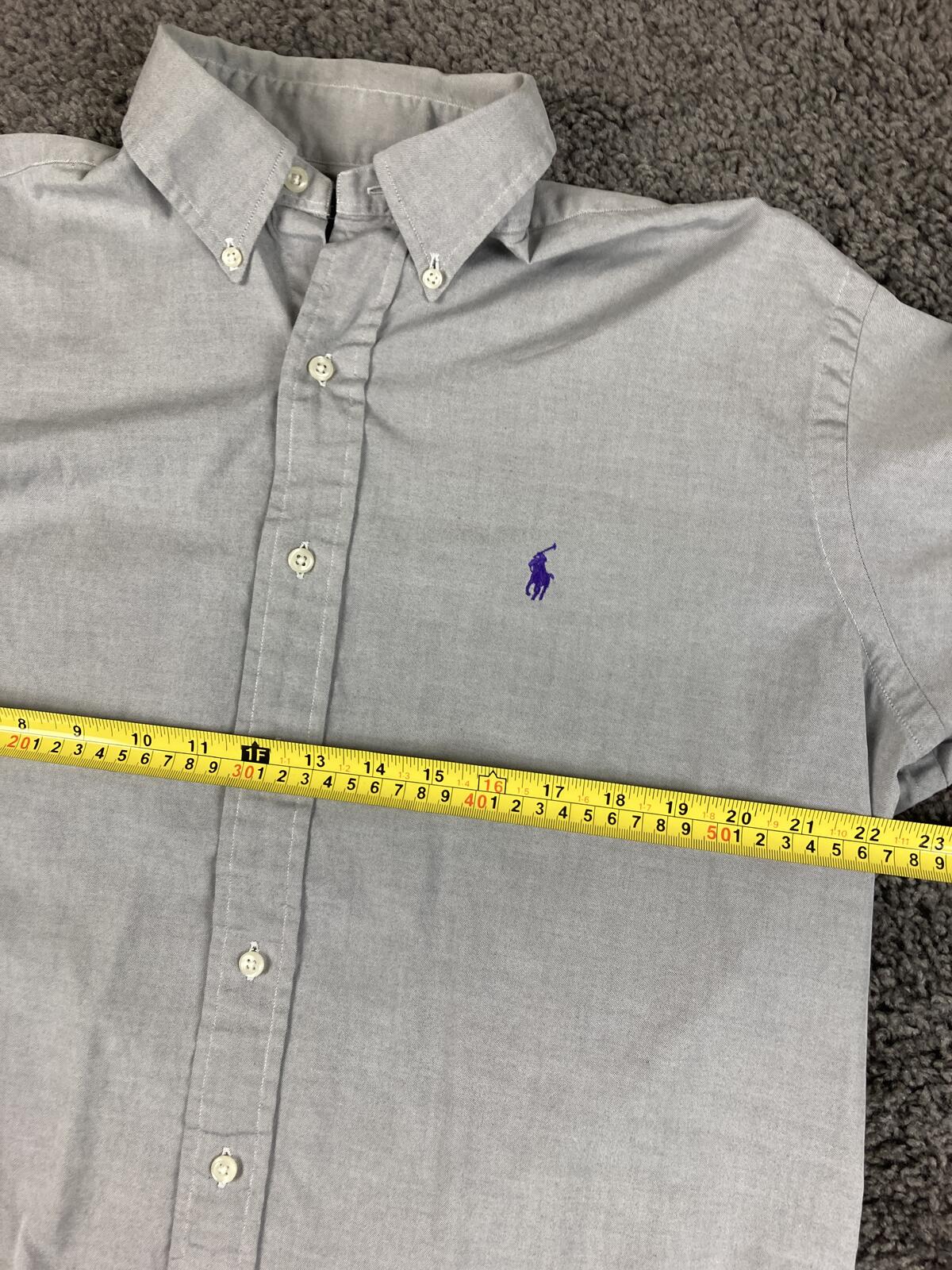 Vintage Polo Ralph Lauren Oxford Shirt Men's Gray Gray Pony Classic Fit Sz 15