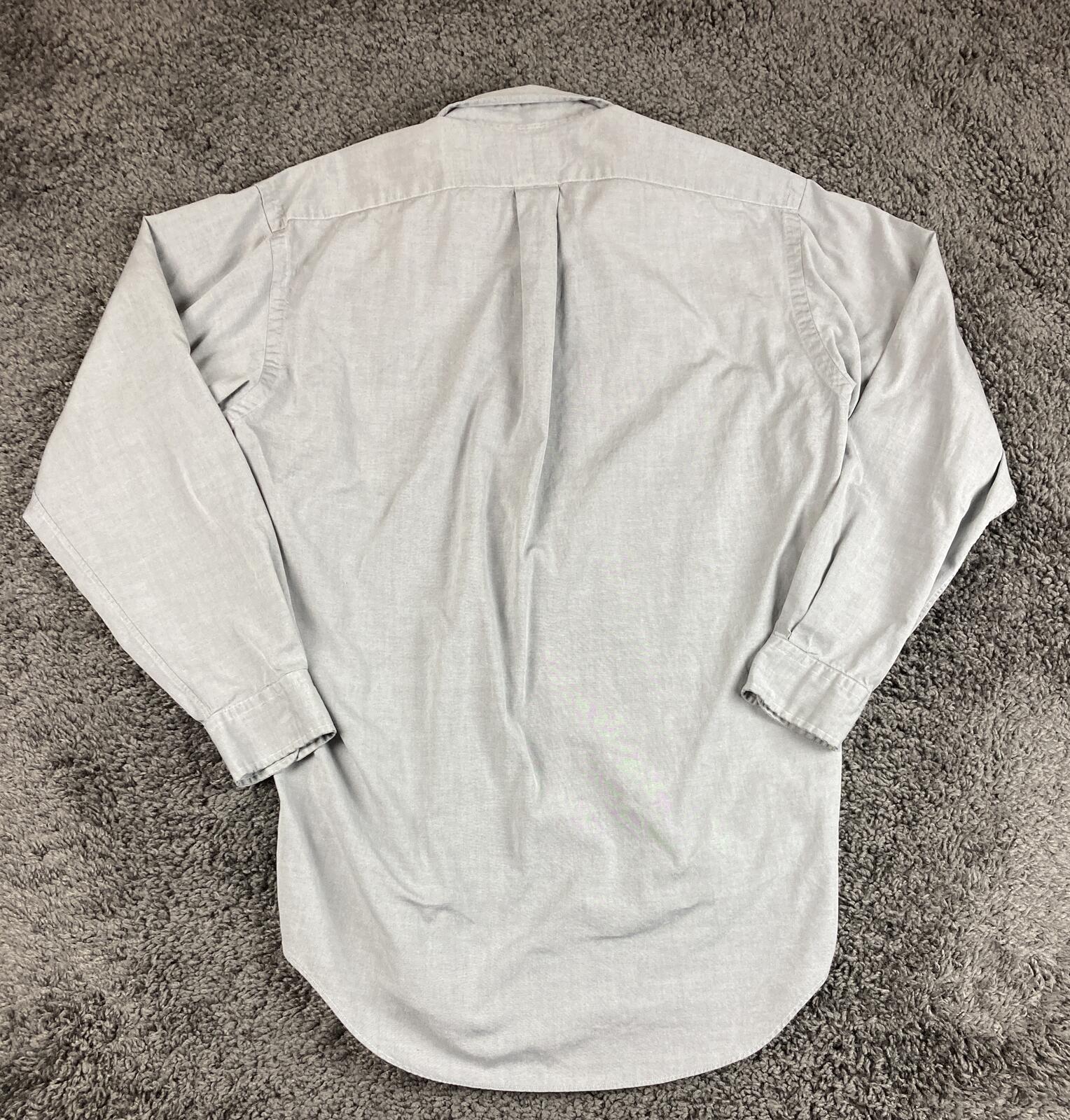 Vintage Polo Ralph Lauren Oxford Shirt Men's Gray Gray Pony Classic Fit Sz 15