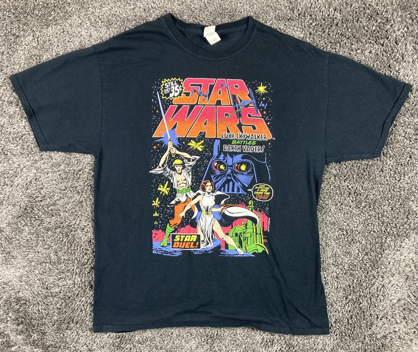 Star Wars Luke Skywalker Battles Darth Vader Comic Cover Graphic T-Shirt Sz L
