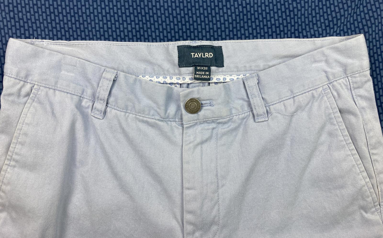 TAYLRD Men’s Slim Fit Chino Pants Sz 31x32 Lt Blue Cotton Casual Dress Trouser