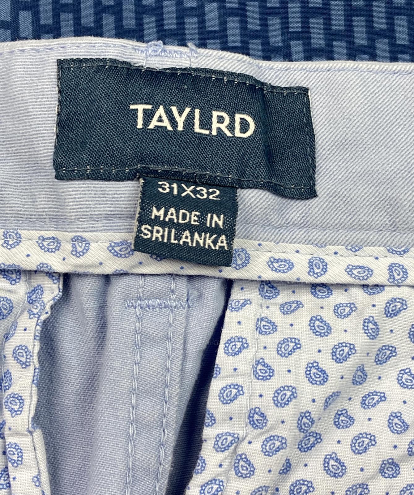 TAYLRD Men’s Slim Fit Chino Pants Sz 31x32 Lt Blue Cotton Casual Dress Trouser