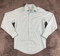 Brooks Brothers 346 Dress Shirt Mens Aqua Blue Micro Check No Iron Cotton Sz 15