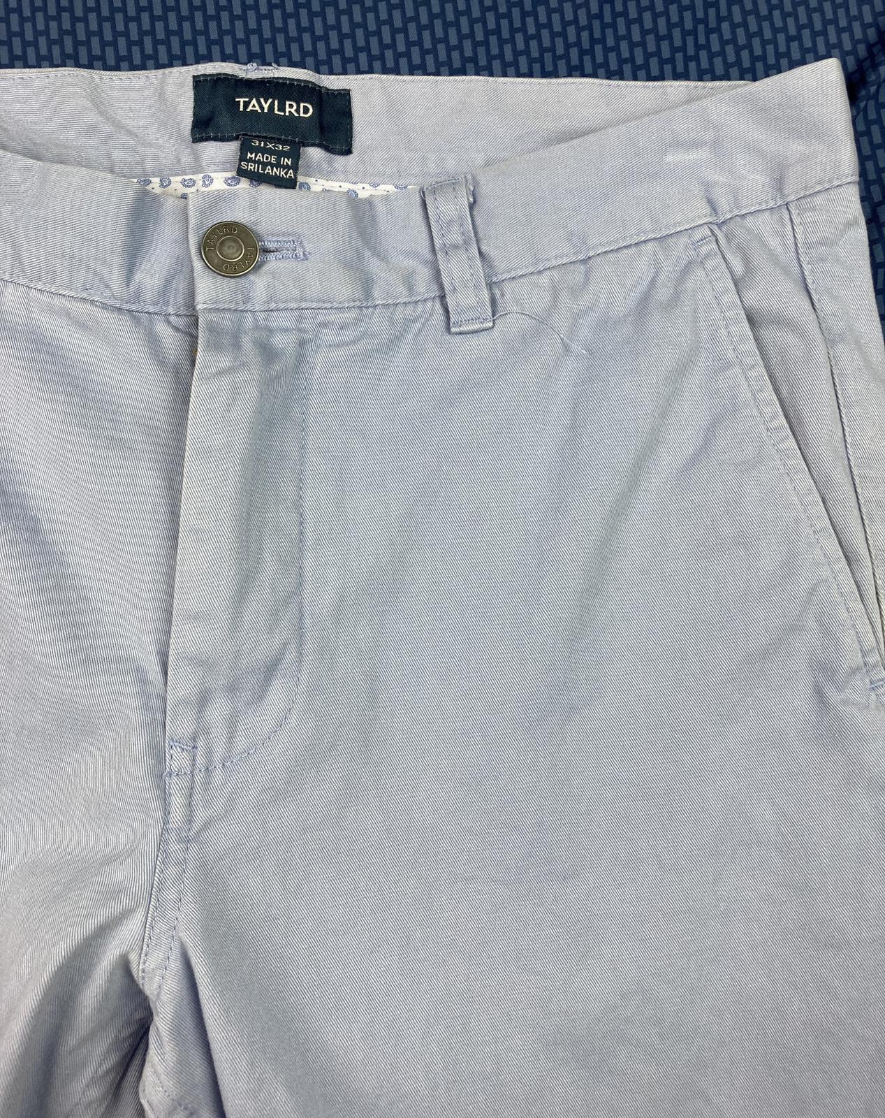 TAYLRD Men’s Slim Fit Chino Pants Sz 31x32 Lt Blue Cotton Casual Dress Trouser