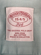 Brooks Brothers 346 Dress Shirt Mens Aqua Blue Micro Check No Iron Cotton Sz 15