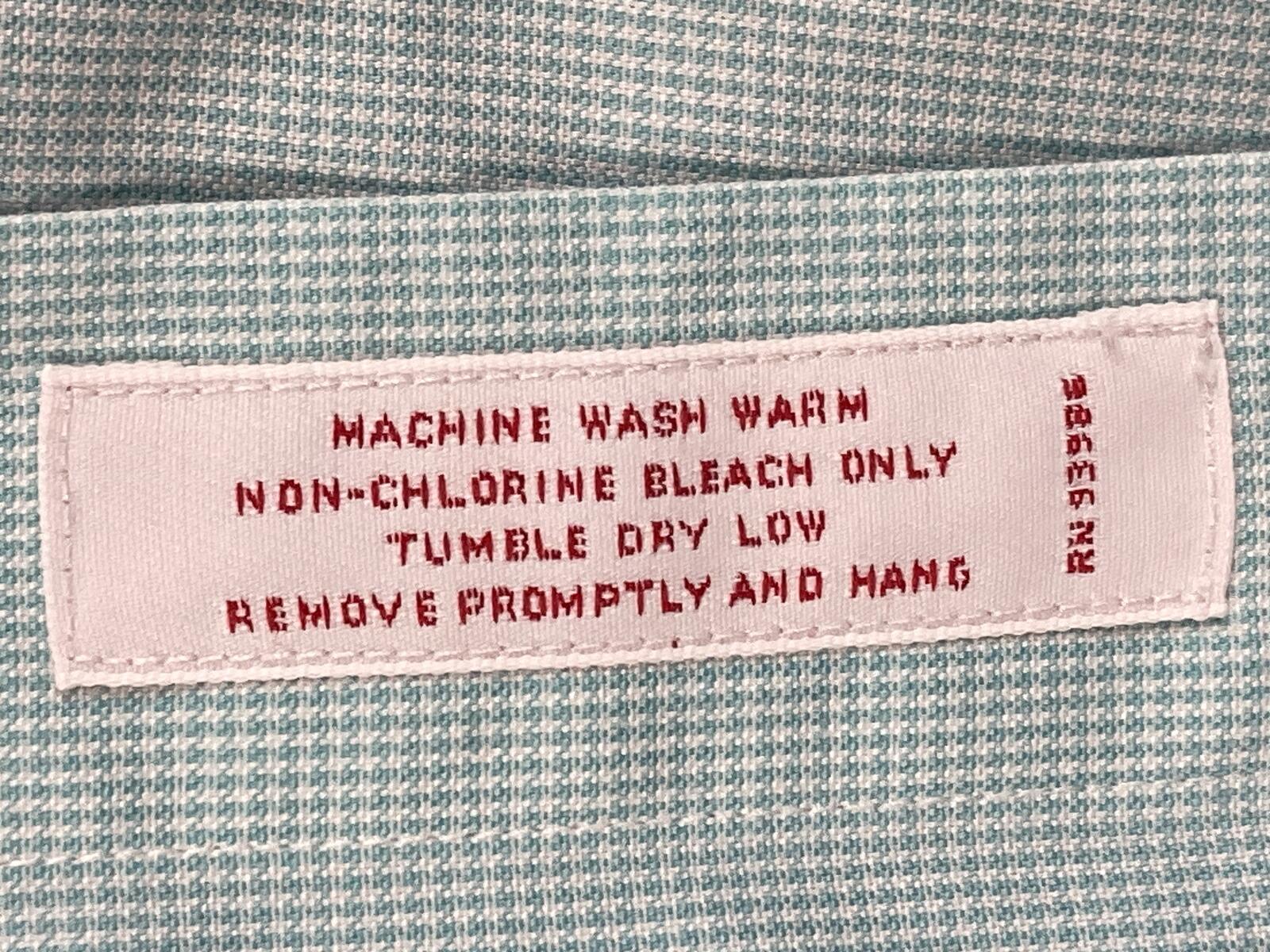 Brooks Brothers 346 Dress Shirt Mens Aqua Blue Micro Check No Iron Cotton Sz 15