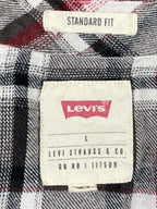 Levi’s Men’s Shirt Standard Fit  Red Black White Plaid Pearl Snap Western Sz L