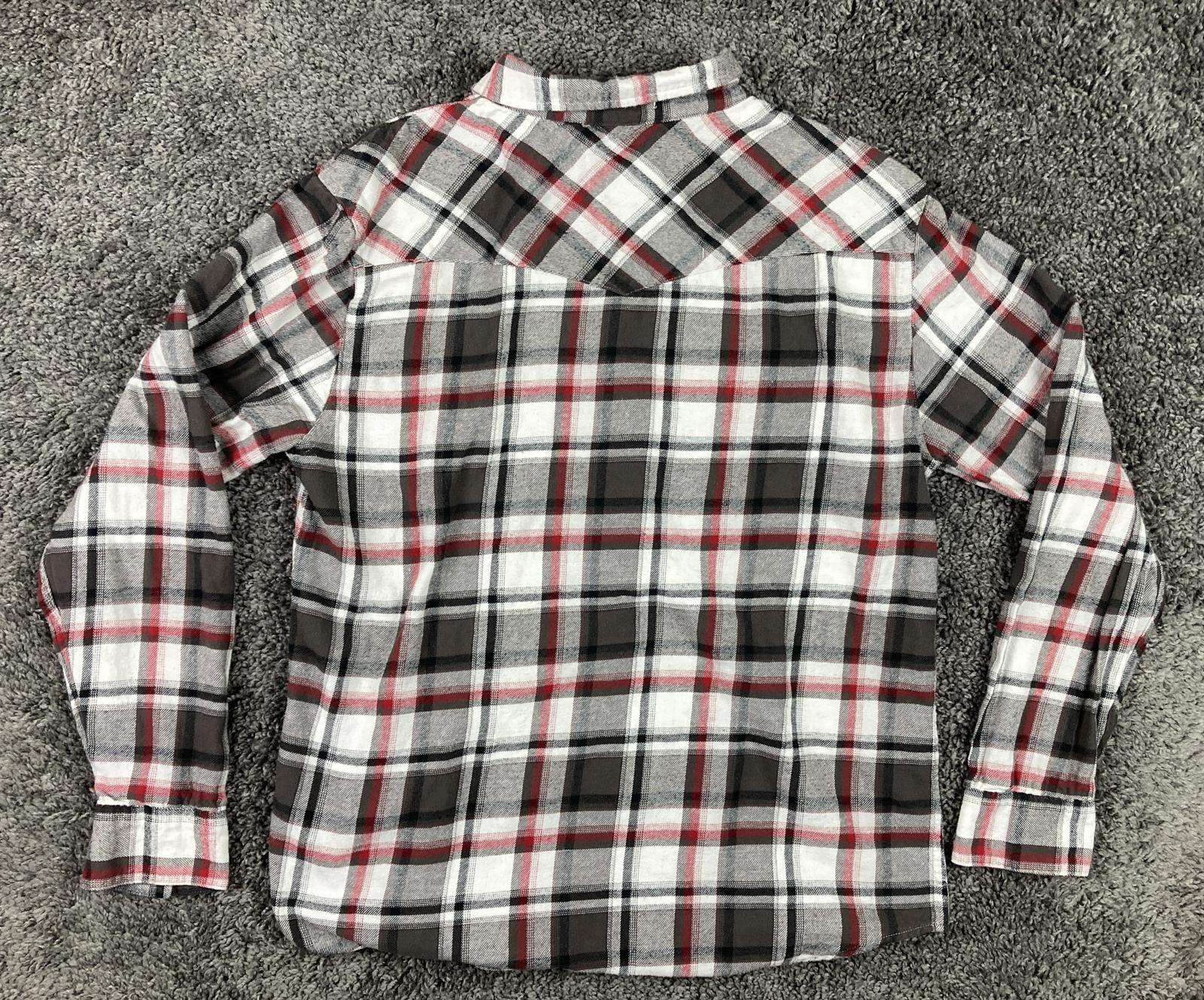 Levi’s Men’s Shirt Standard Fit  Red Black White Plaid Pearl Snap Western Sz L