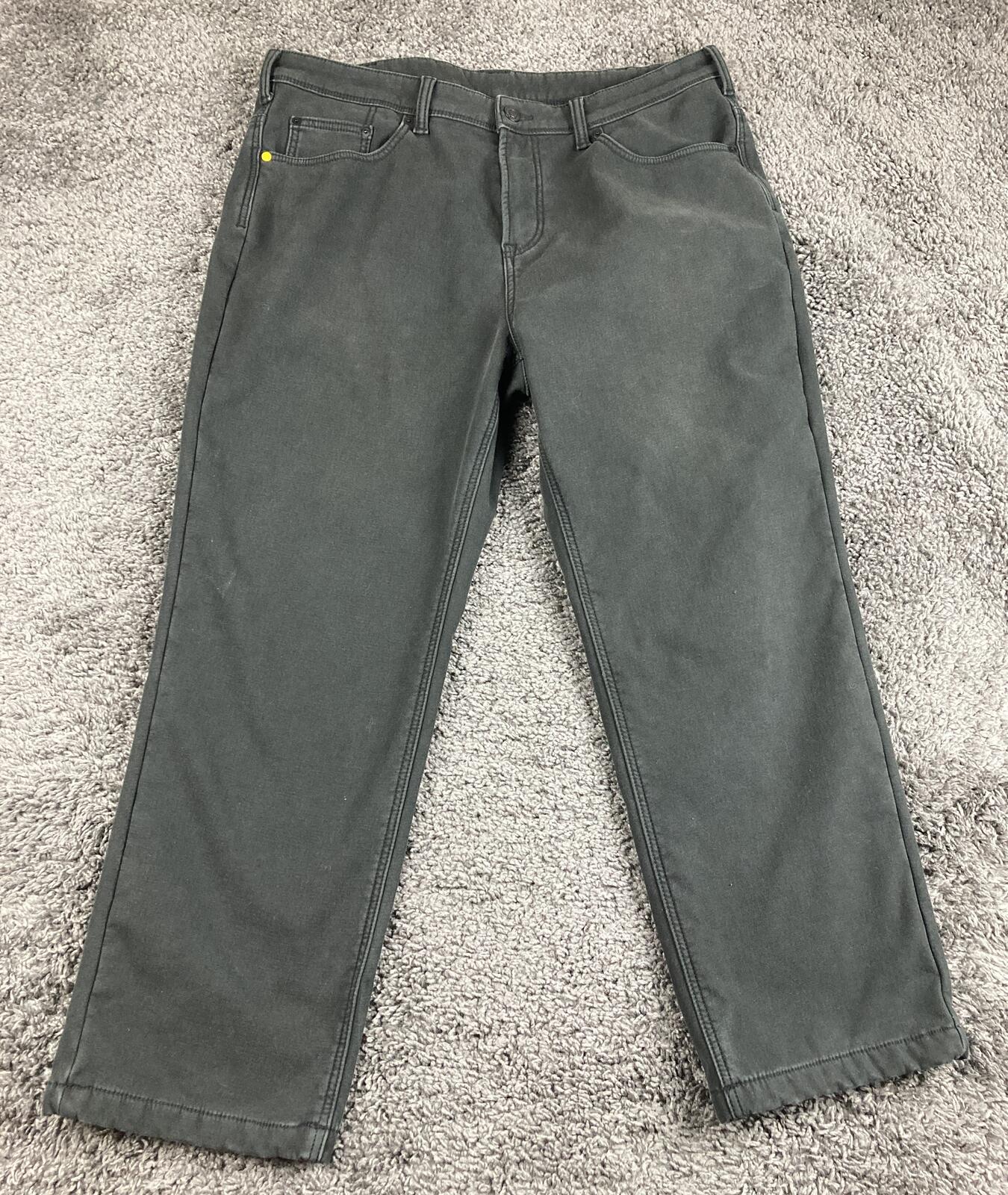 CAT Caterpillar Black Stretch Canvas Fleece Lined Work Pants Cotton Blend 38x29