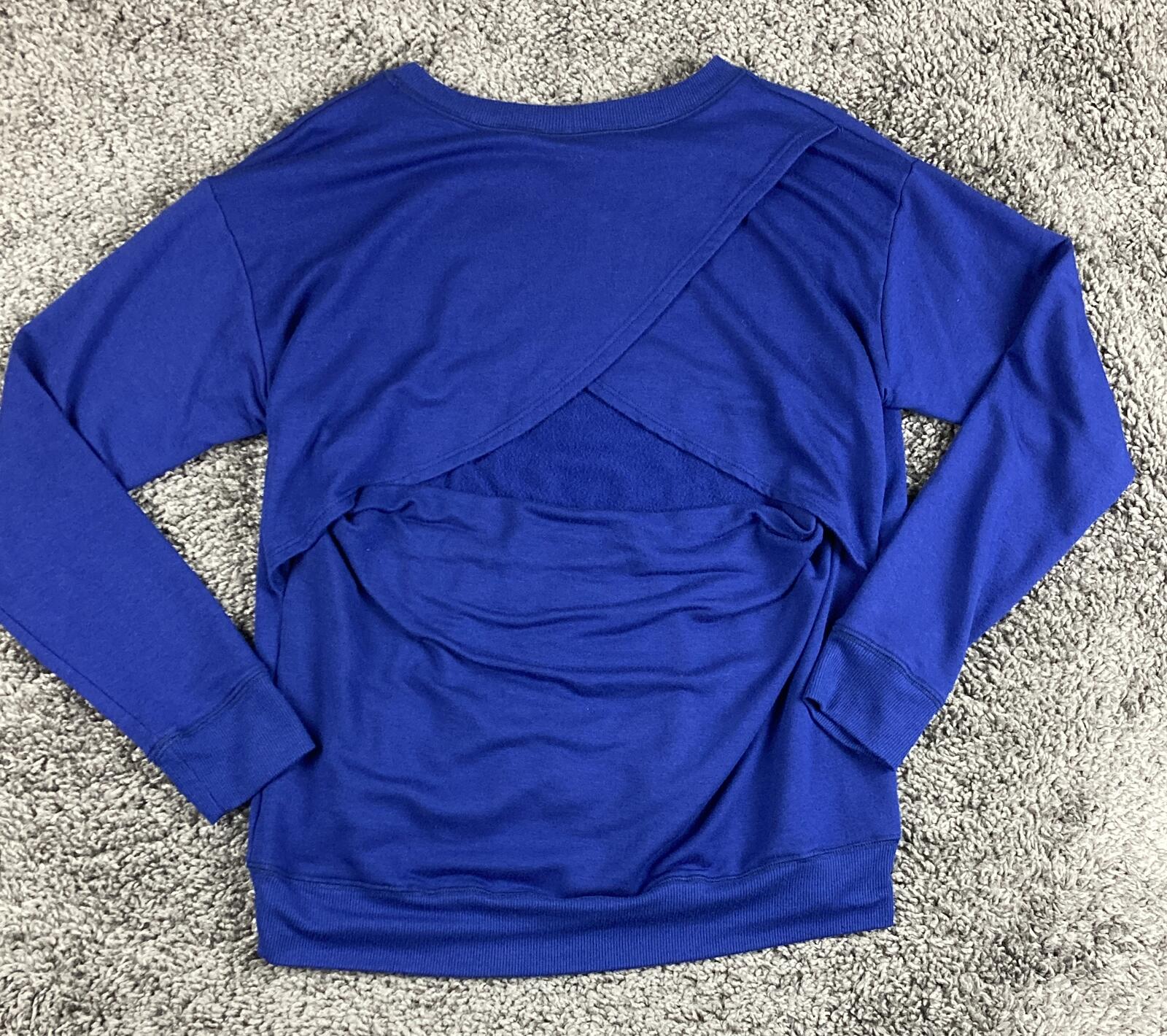 Beyond Yoga Open Back Sweatshirt Blue Relaxed Size Large