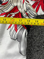 MSK Petite Satin Floral Jacket White Red Black Zip Front Lined Long Sleeve Sz PM