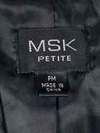 MSK Petite Satin Floral Jacket White Red Black Zip Front Lined Long Sleeve Sz PM