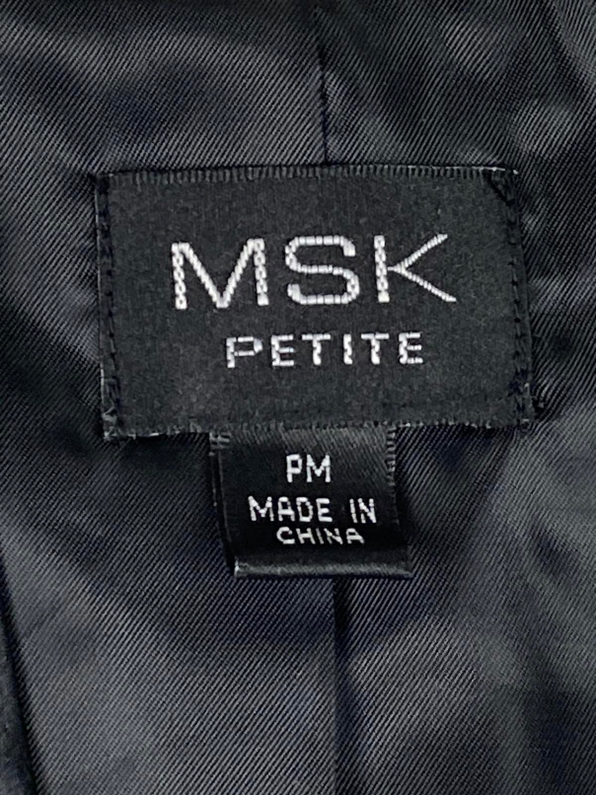 MSK Petite Satin Floral Jacket White Red Black Zip Front Lined Long Sleeve Sz PM