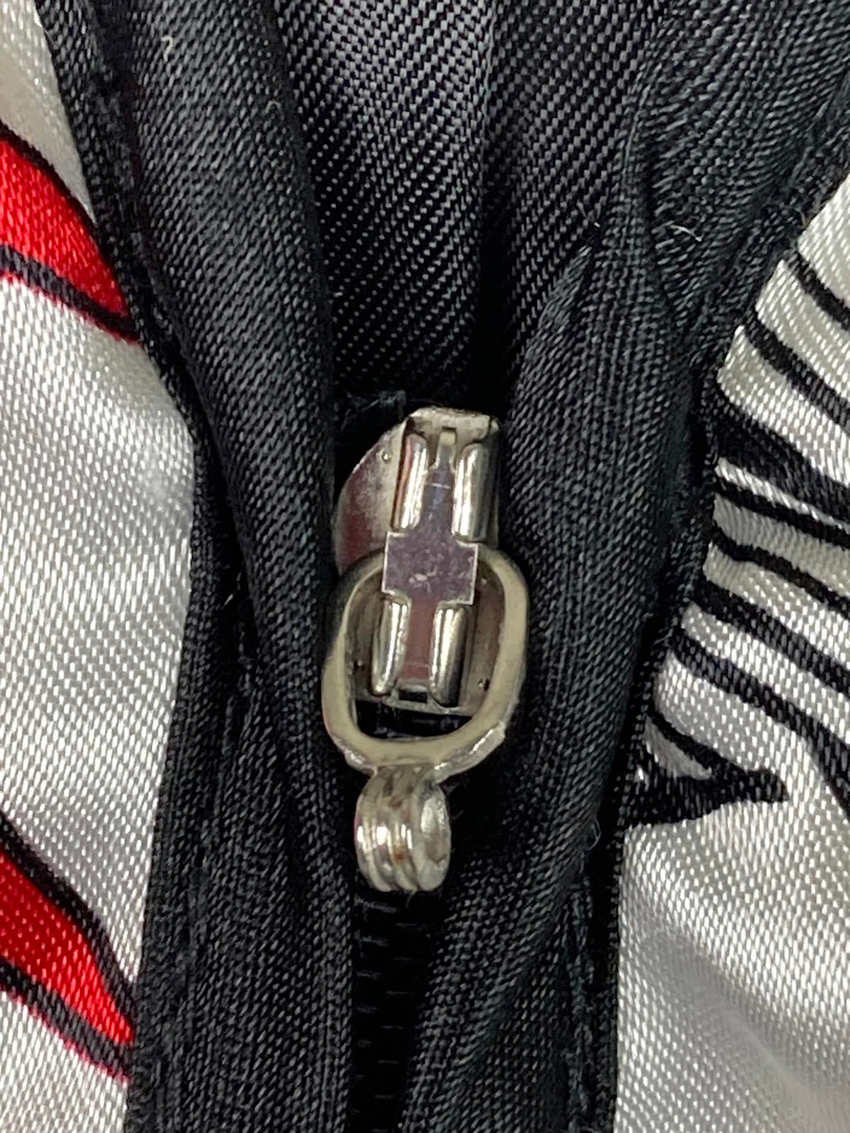 MSK Petite Satin Floral Jacket White Red Black Zip Front Lined Long Sleeve Sz PM