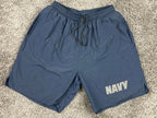 Men’s Navy Blue Athletic Shorts Medium Drawstring Pockets NAVY Logo