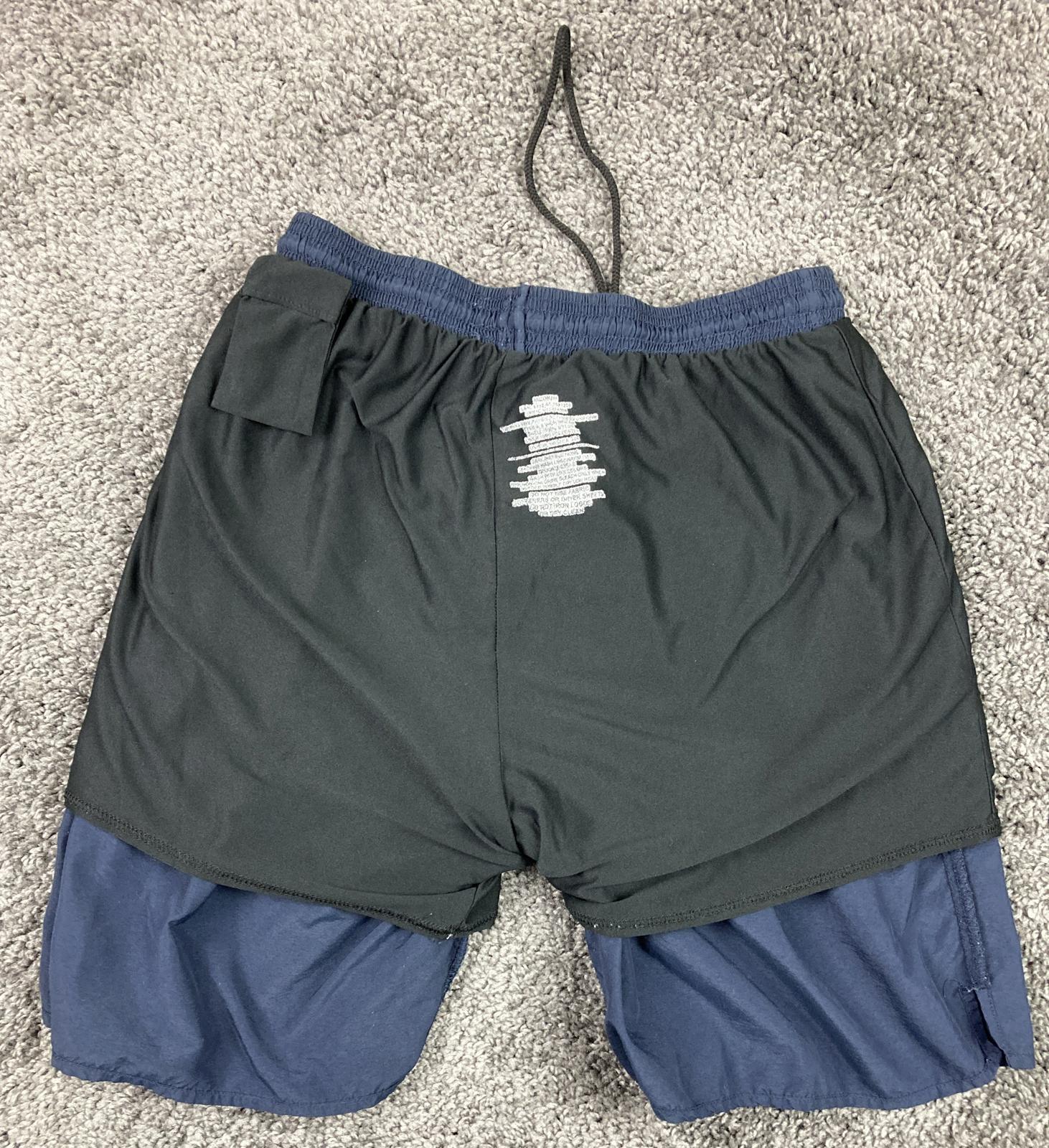 Men’s Navy Blue Athletic Shorts Medium Drawstring Pockets NAVY Logo