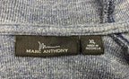 Marc Anthony Blue Pullover Hoodie Men’s Size X-Large Button Placket Mid Pocket