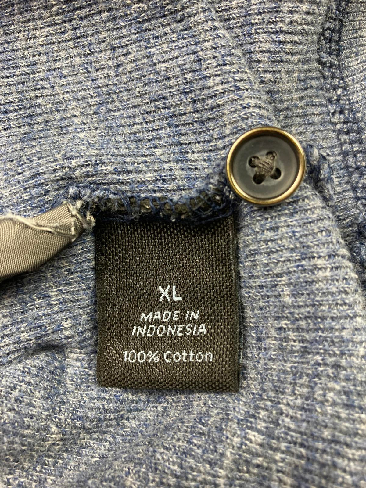 Marc Anthony Blue Pullover Hoodie Men’s Size X-Large Button Placket Mid Pocket