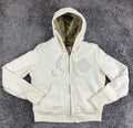 Vintage Polo Jeans Ralph Lauren Hoodie Jacket Women’s Cream Faux Fur Lined Sz L