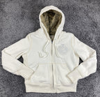 Vintage Polo Jeans Ralph Lauren Hoodie Jacket Women’s Cream Faux Fur Lined Sz L