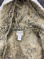 Vintage Polo Jeans Ralph Lauren Hoodie Jacket Women’s Cream Faux Fur Lined Sz L