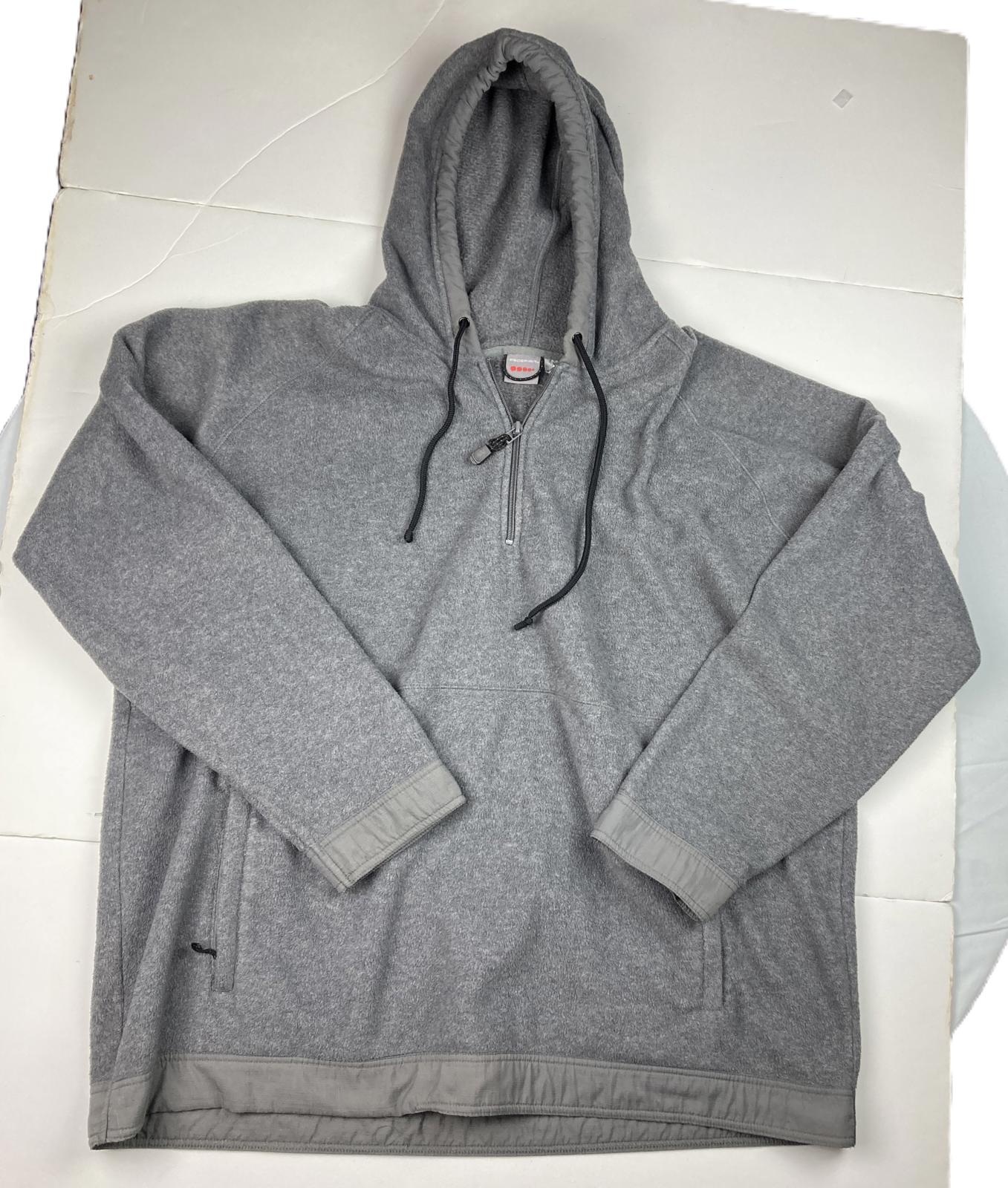 ProSpirit Men’s Hoodie Pullover Grey Fleece 1/4 Zip Size XXL Zip Pockets